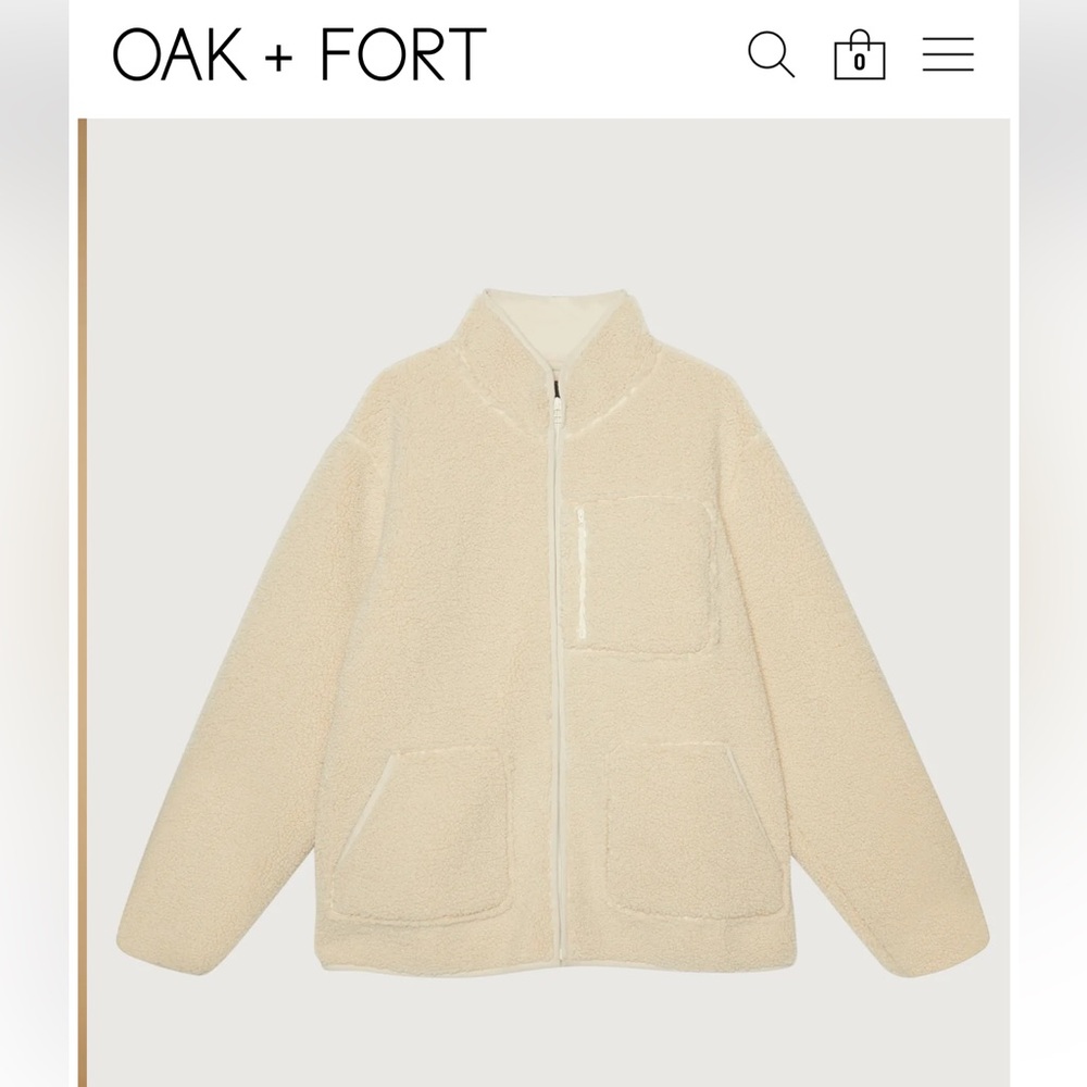OAK + FORT Cream Sherpa Zip-Up Jacket